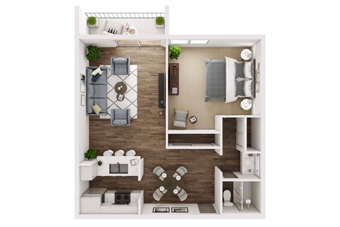 Floor plan for 1 bed, 1 bath, 795 sqft